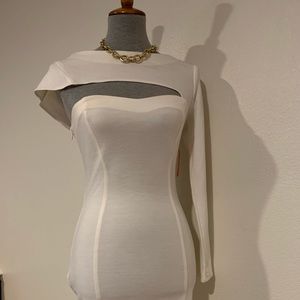Asos white cream one shoulder mini dress